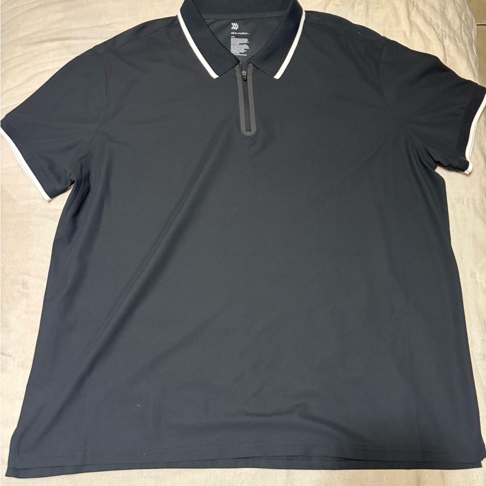 All in Motion Black Polo with White Trim